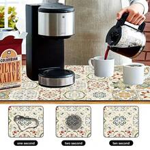 1pc Dish Drying Mat, Coffee Machine Mat, Classic Floral & Geometric Pattern Design, Highly Absorbent, Suitable For Dining Table And Cafe, Multi-Purpose Drainage Mat, Home Gift, Tabletop Decor - XYLSD-116 - View 7