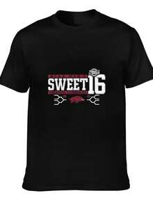 Arkansas Razorbacks NCAA Sweet 16 2025 T Shirt Men Women March Madness Fan Casual Short Sleeve Tee Top - 黑色 - 查看 1