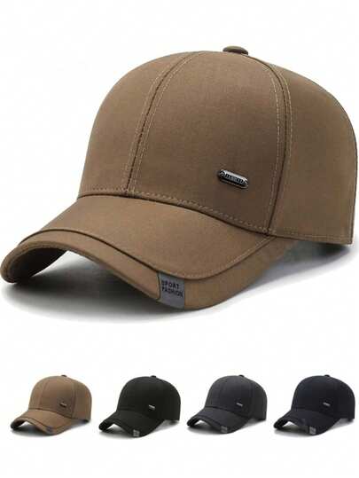 Mũ lưỡi trai màu trơn, unisex, thiết kế đường may, kiểu mũ trucker, mũ chống nắng thời trang tối giản, thích hợp làm quà tặng cho bố/mẹ, có các màu kaki, đen, xám đậm, xanh đậm.