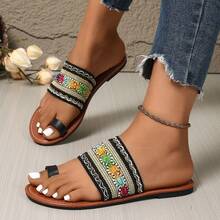 新款女士沙滩人字拖 - 黑色 - 查看 11