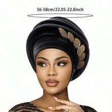 Women African Hat, Elegant Pleated Leaves Turban Hat Wrap Fashion Accessories. - 紅色 - 查看 6