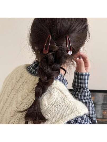 2个/4个装 2026春夏新款酒红色发夹 - 防滑耐用，简约设计，小巧便携，适合日常佩戴，优雅发饰，时尚百搭，适合女性及专业人士