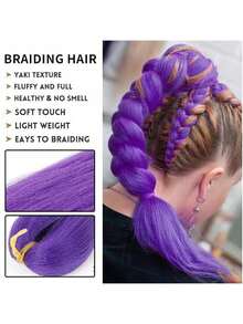 1 paquete de 26 pulgadas de cabello sintético morado pre-estirado para trenzas de ganchillo, con textura gruesa - Popularidad - Ver 4