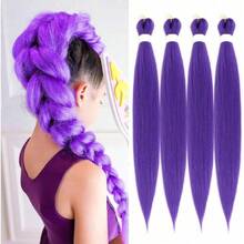 1 paquete de 26 pulgadas de cabello sintético morado pre-estirado para trenzas de ganchillo, con textura gruesa - Popularidad - Ver 12