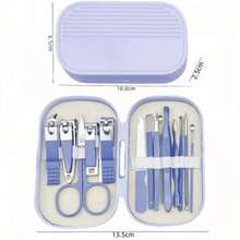 14 Pcs Stainless Steel Manicure Set, Including Nail Clippers, Scissors, Toenail Clippers And Pedicure Tools Set Portable Travel Grooming Kit With Travel Storage Box - Blue - View 4