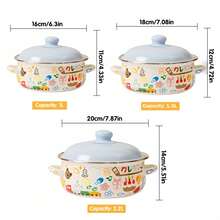 VAETTLO  3-Piece Exquisite Enamel Cookware Set, Multifunctional Pot Set Including Soup Pot & Stew Pot, Tableware, Handmade Fired, Ideal For Restaurant, Home Kitchen, Home Decoration And Holiday Gift. - View 6