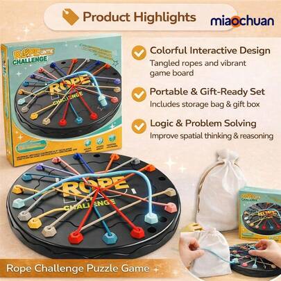 1件装解绳游戏 - 桌面游戏，多人互动玩具，家庭聚会娱乐，逻辑训练工具；男孩理想生日礼物