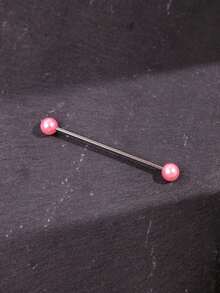Pink Heart Crystal Industrial Barbell Earrings, Y2K Style Cute Dangle Chain Cartilage Earrings - Multicolor - View 4