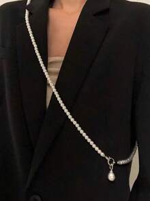 仿珍珠长项链，女士个性化大吊坠首饰 - long pearl - 查看 4