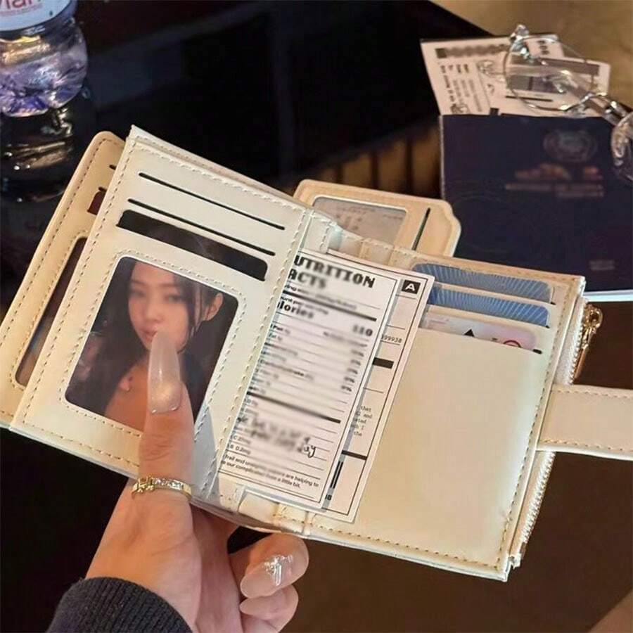 Korean Style Crocodile Embossed Short Wallet, Multifunctional Card Holder, Minimalist Niche Foldable Large Capacity Wallet For Women Money Wallet Mini Wallet Purse Wallet Small Wallet Cute Wallet Travel Essential Summer Small Wallet - Multicolor - View 1