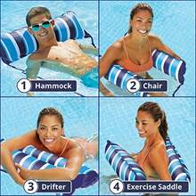 Aqua 4-in-1 Original Monterey Hammock XL Pool Float and Hammock - Multi-Purpose Inflatable Pool Floats for Adults - Patented Thick Non-Stick PVC Material Navy/White Stripe - Hamaca XL azul marino/blanco a rayas - Ver 3