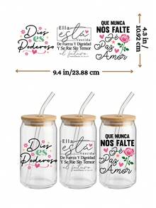 4张西班牙语妈妈圣经经文UV DTF贴纸（9.4x4.3英寸），Virtuosa Proverbios 31母亲节咖啡杯、陶瓷杯、玻璃杯贴纸，DIY宗教母亲礼物 - SPMAMA 01 - 查看 3