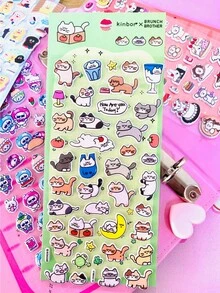 3D Stickers | Suitable For Smartphones, Bears, Fashionable Cups, Cameras, Etc. These Adorable Cartoon-Style Stickers Feature A "Reversible Magic" Shimmering Design, Sweet And Cute. Includes Children's Handbook, Decorative Materials, Small Designs, And Waterproof. - Multicolor - View 3