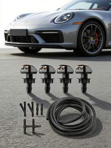 Bộ 11 chi tiết vòi phun nước rửa kính chắn gió phía trước, vòi phun nước rửa kính chắn gió đa năng cho ô tô, ống dẫn dung dịch rửa kính chắn gió thay thế, vòi gạt nước kính chắn gió, phù hợp với hầu hết các loại xe. - A - Xem 1