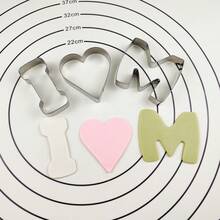 3pcs Stainless Steel Cookie Cutter Set For Mother's Day & Valentine's Day, "I Love You" & Heart Shaped Bread Mold, Home Baking Tool - Multicolor - View 1