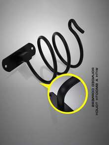 1个浴室吹风机支架，壁挂式螺旋吹风机架，免钻孔浴室吹风机收纳架，铝制吹风机整理架 - 金色 - 查看 8