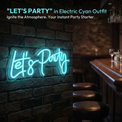 1 Biển đèn LED neon nhiều màu sắc "Let's Party", đèn trang trí tường và bàn điện áp thấp USB, hoàn hảo cho quán bar, nhà hàng, đám cưới, sinh nhật, cầu hôn và trang trí tiệc.
