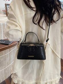 2026 Summer New Python Skin Box Bag, Women's Shoulder Bag, High-End Crossbody Bag, Handbag, Cosmetic Bag - Black - View 3