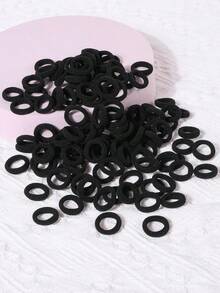 100pcs Girls' Minimalist Colorful 0.8 Inch Diameter Finger-Sized Hair Scrunchies, Cute & Non-Damaging Hair Ties, Ponytail Holders, Suitable For Daily Use - Multicolor 9 - View 1