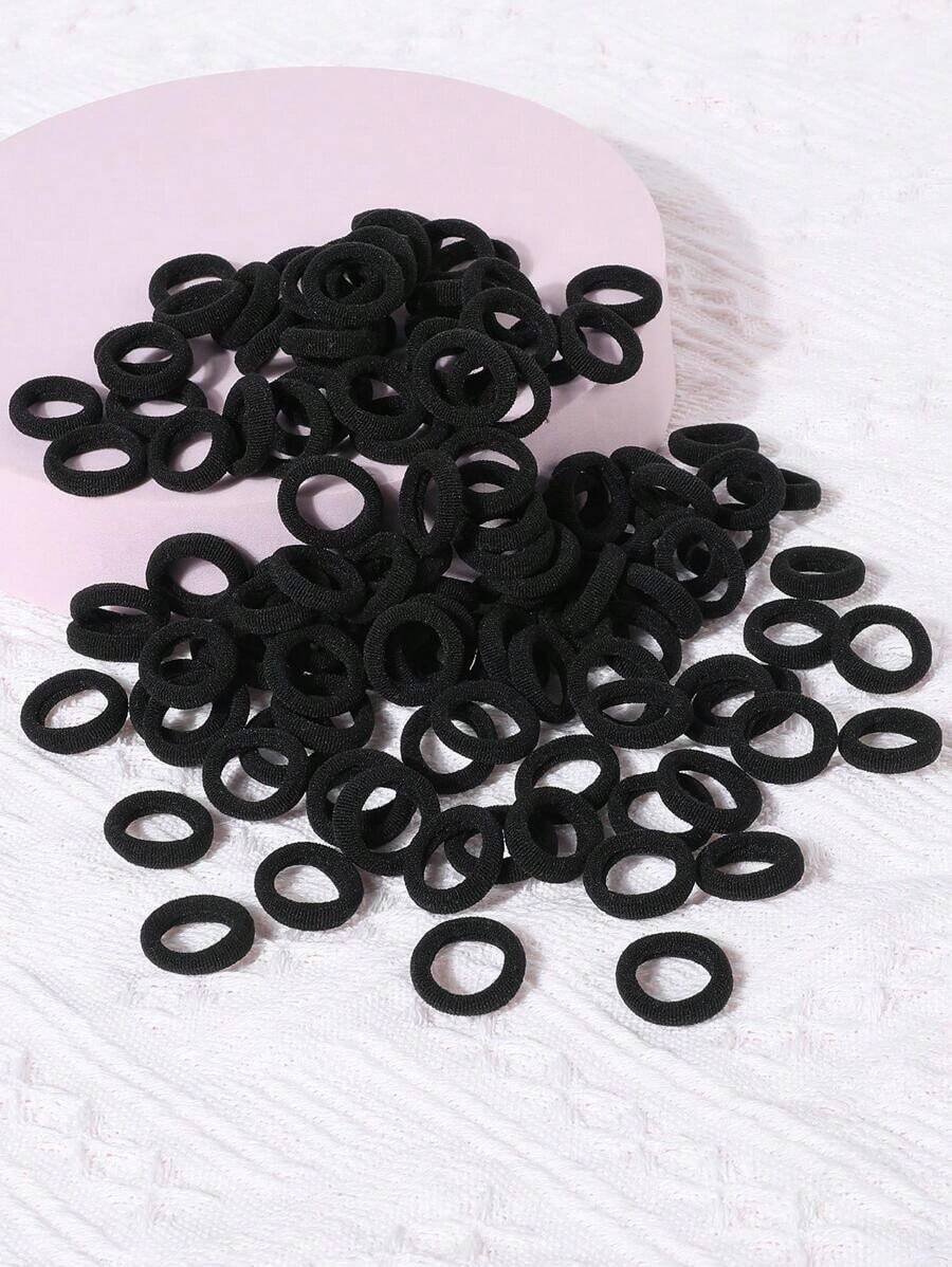 100pcs Girls' Minimalist Colorful 0.8 Inch Diameter Finger-Sized Hair Scrunchies, Cute & Non-Damaging Hair Ties, Ponytail Holders, Suitable For Daily Use - Multicolor 9 - View 1