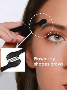 16 piezas/8 piezas/1 pieza Juego de recortador de cejas, herramienta exfoliante para la piel, afeitadora facial, afeitadora de precisión, herramienta de exfoliación suave, fácil moldeado de cejas, recortador de cejas, kit de eliminación del vello facial - Negro - Ver 4