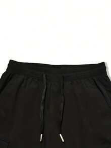 2pcs/Set Men's Casual Utility Drawstring Pants, Grey + Black - Multicolor - View 5