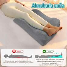 2 In 1 Cojín Descansa Piernas Memory Foam Almohada Larga Almohada de Cuña Almohada elevación de piernas y disminución de pies hinchados para dormir con las piernas elevadas Gris claro A - Gris claro - Ver 3