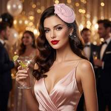 Fascinator Hat For Women Veil Fascinators Tea Party Wedding Retro Pillbox Hats For Cocktail Dresses Accessories - A - View 3