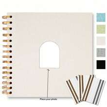 8" X 8" Handmade DIY Photo Album, 40 Pages/20 Sheets, Hard Cover Linen Paper Album, Suitable For Wedding, Anniversary, Family Use - A - View 8