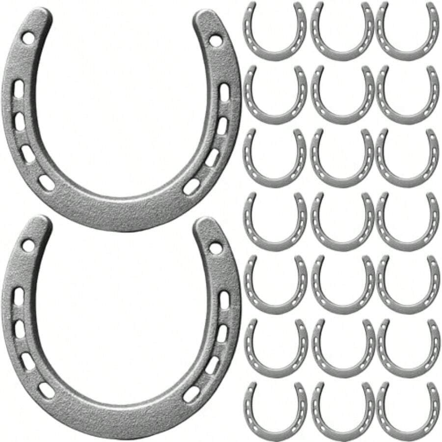 24Pcs Cast Iron Horse Shoes For Decorations Durable Good Lucky Horseshoe For Wall Décor Indoor Outdoor Cowboy Western Wedding Birthday Party Favors Plies - 24 - View 1