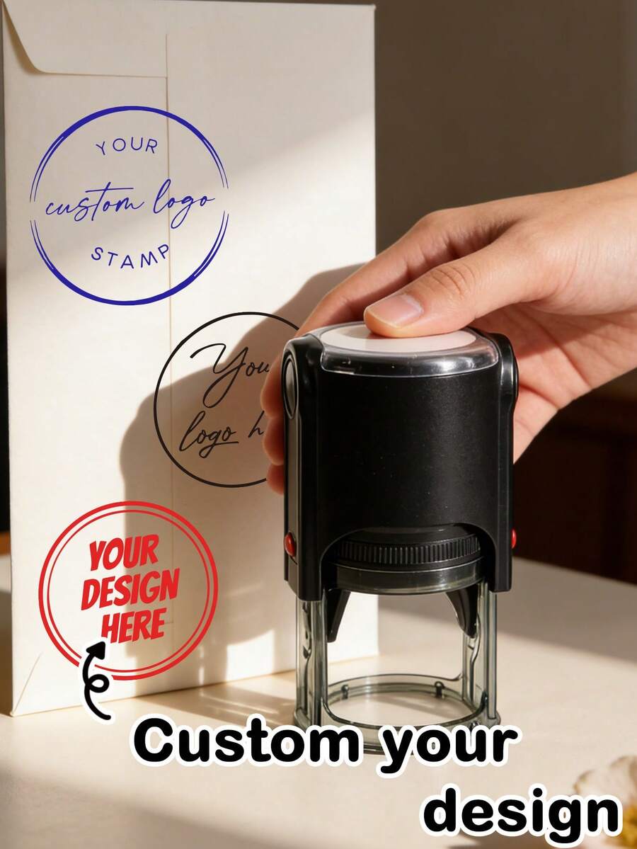 Custom Self Inking Stamp, Modern Minimalist Logo Style For Envelopes Packaging Business Branding Office Use, Personalized Name Signature Stamp For Home Office Mail, Customized Text Gift For Birthday Anniversary Housewarming Holiday - Style C - View 1