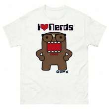 180GSM Pure Cotton Printed T Shirt Featuring I Love Nerd Domo Funny Unisex S 5xl Design Breathable And Soft Fabric Adopting Knitting Technology Durable And Easy To Clean Comfortable To Wear Perfect For Anime Fans Offers A Funny Personality - 白色 - 查看 12