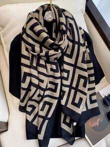 1条印花围巾，防晒空调披肩，女士配饰 - 彩色 - 查看 3