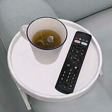 Wentu Store  NDL - Mesa con clip para reposabrazos de sofá bandeja antideslizante para bebidas aperitivos control remoto mandos de juego mesa ajustable para sala de estar recámara recámara se adapta a la  179595 - Blanco - Ver 3
