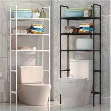 3-Tier Bathroom Storage Rack, Free Drilling Independent Toilet Shelf, Space Saving, Suitable For Bathroom & Laundry Room, Black/White - Multicolor - View 3