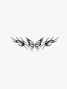 1pc Temporary Tattoo Sticker 7-14 Days Herbal Long-Lasting Tattoo Sticker, Minimalist Waist Abstract Mysterious Pattern Thorn Butterfly Wing Side Waist Tattoo Sticker, Personalized Cool Herbal Tattoo Sticker, Washable Temporary Tattoo Sticker PVC Personalized Fashion Tattoo Sticker Suitable For People - Black - View 3
