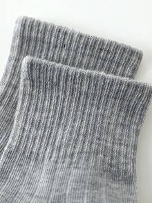 3双儿童简约运动短袜，黑白灰三色休闲袜 - 彩色 - 查看 3