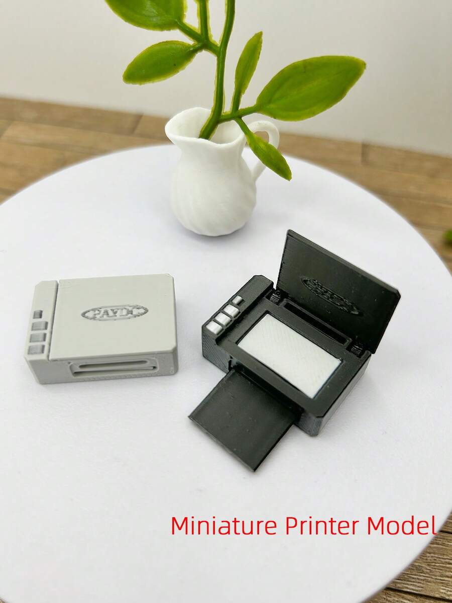 微型打印机模型，可折叠逼真打印机，迷你逼真办公模型，微型打印机模型装饰，家居装饰，伸缩打印机，娃娃屋装饰，微型办公场景配件 - 印表機模型 - 查看 1