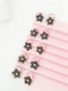 Bộ 10 dây buộc tóc hoa ombre - Dành cho thanh thiếu niên - màu đen - Xem 5