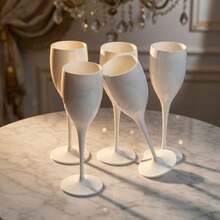 Set de 12 copas de champán, copas de champán de acrílico reutilizables y irrompibles, adecuadas para despedida de soltera, boda, novia, regalo, fiesta (Blanco/Rosa) - Ver 4