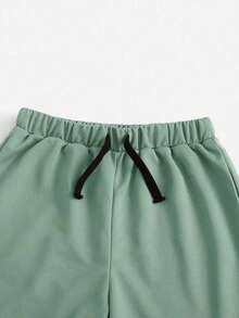 Boys' Letter Print T-Shirt And Drawstring Waist Shorts Set - Green - View 5
