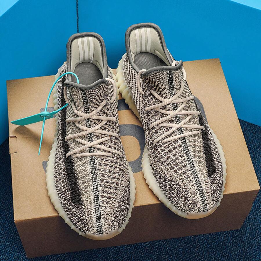 Man Shoes Pure White, Breathable, Casual Sports Shoes, Reflective For Night Visibility - Khaki - View 1