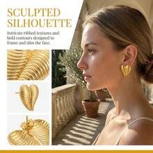 Bộ 3 đôi bông tai, bông tai nơ xinh xắn, bông tai hình trái tim xoắn ốc tinh tế, trang sức lá cây thời trang, thép không gỉ mạ vàng, thích hợp cho đeo hàng ngày, dự tiệc, phối với váy gợi cảm, làm quà tặng cho bạn gái, chị gái, quà Ngày của Mẹ, quà Ngày Valentine, quà tặng ngày lễ. - Vàng - Xem 3