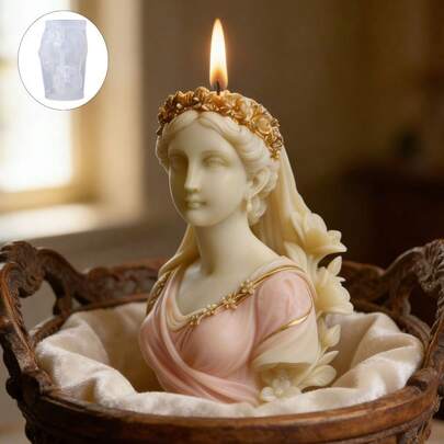 Khuôn silicon làm nến thơm hình nữ thần vòng hoa - Tự làm đồ trang trí cá nhân hóa, khuôn silicon làm đá khuếch tán tinh dầu.