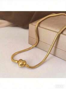 1 chiếc dây chuyền mắt xích hình trái tim bằng thép không gỉ, kiểu dáng xương rắn, phụ kiện DIY mới cho nữ, thích hợp đeo hàng ngày. - Vàng - Xem 13