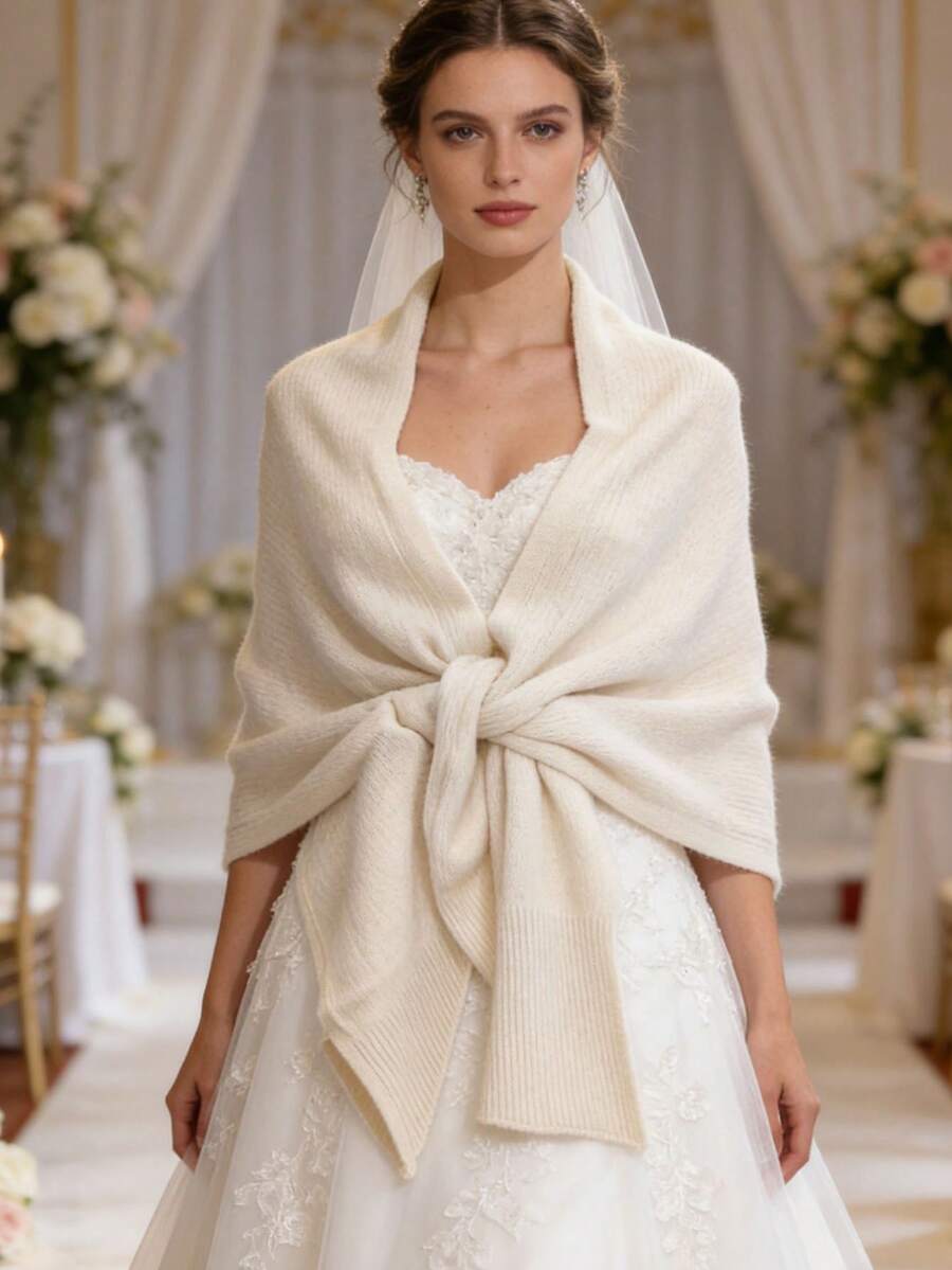 女士披肩，简约时尚，百搭实用，可作婚礼披肩，纯色设计，尽显高贵典雅，触感柔和细腻，适合舞会、派对、夏季及海滩等场合。 - 彩色 - 查看 1