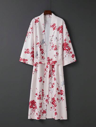 Áo khoác kimono dáng lửng phong cách Nhật Bản cổ điển, thanh lịch, sang trọng, in hoa, buộc dây phía trước, thích hợp cho kỳ nghỉ hè, đi biển, chống nắng, dành cho nữ.