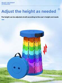 Outdoor Rainbow Portable Folding Stool, Plastic Foldable Chair, Travel & Queuing Chair, Fishing Stool, Adjustable & Telescopic - Multicolor - View 11