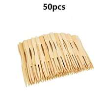 50/100/200/300 Pcs Bamboo Mini Forks - 3.5 Inch Disposable Cocktail & Fruit Forks For Party, Wedding & Dessert - Smooth Edge Design - Fruit Fork - View 16