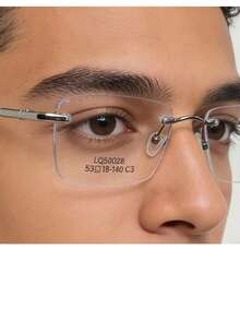 Rimless Eyeglass Frame LQ50028 | Titanium Memory Foam | Extremely Lightweight | For Men And Women | Vintage Anti-Fatigue - Silver - View 1